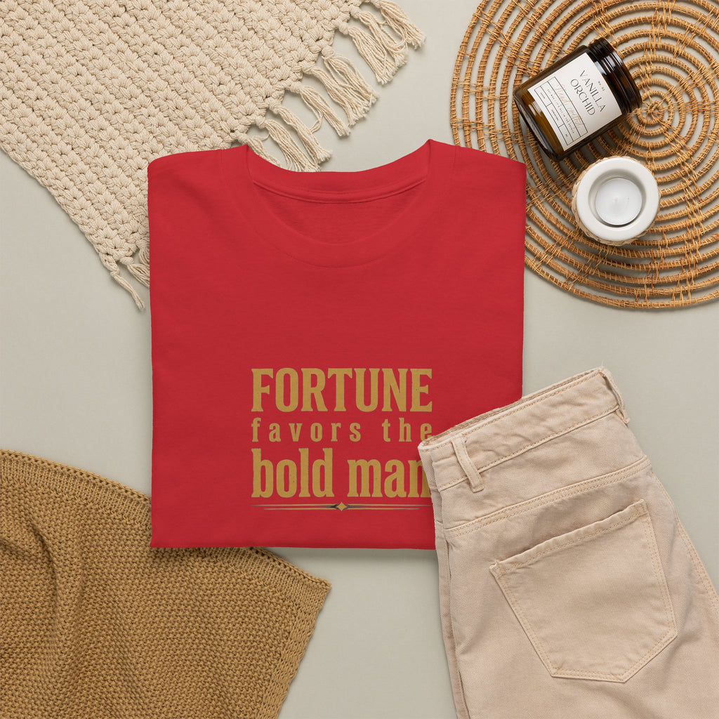 Fortune Favors the Bold Man T‑Shirt — Motivational Minimalist Graphic Tee