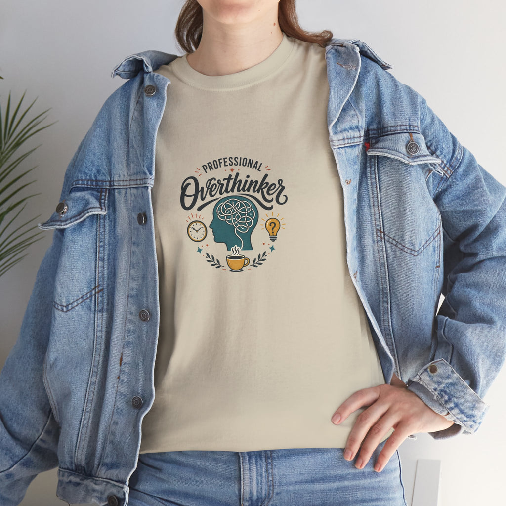 Overthinker T-Shirt — Funny 'Professional Overthinker' Graphic Tee for Thinkers & Students