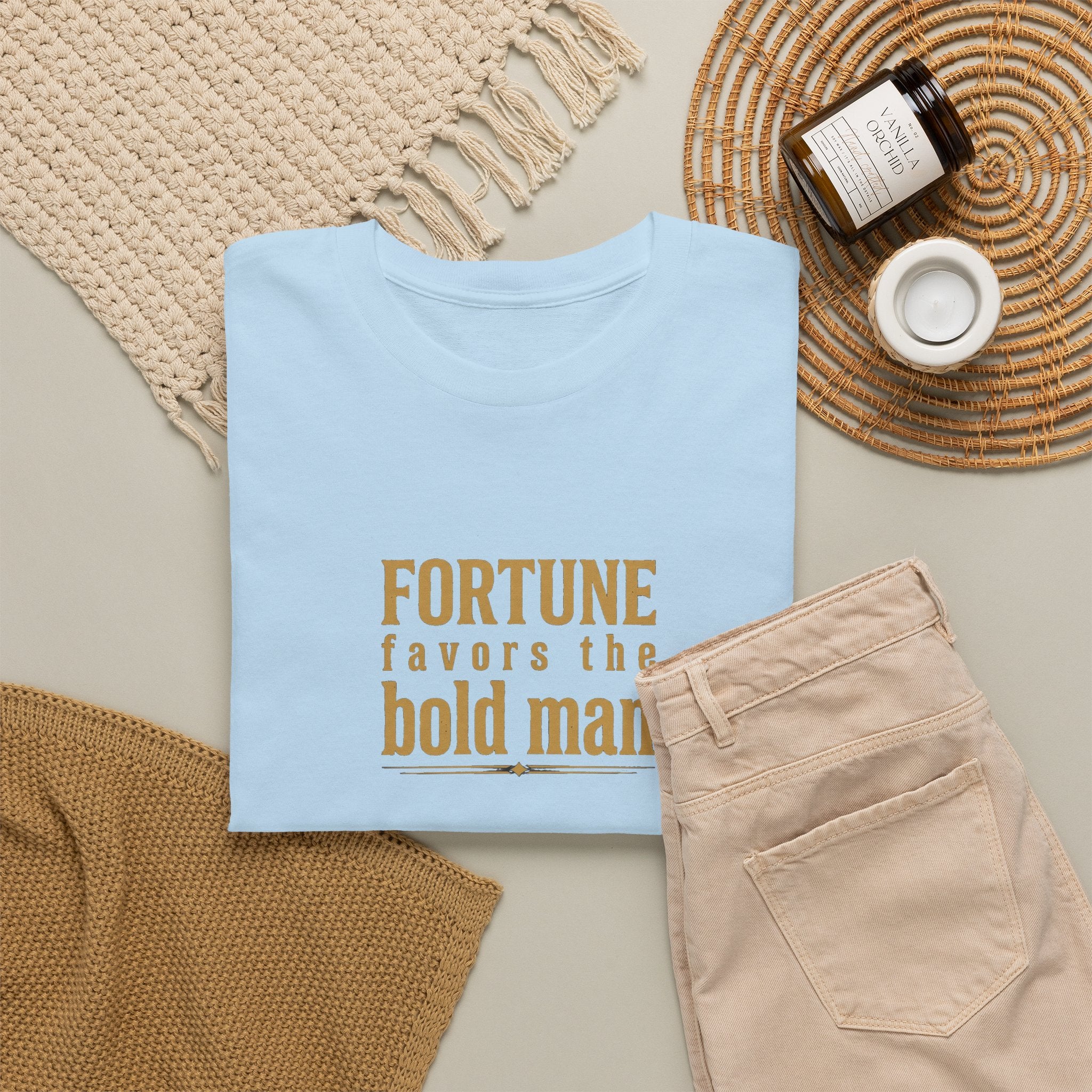 Fortune Favors the Bold Man T‑Shirt — Motivational Minimalist Graphic Tee