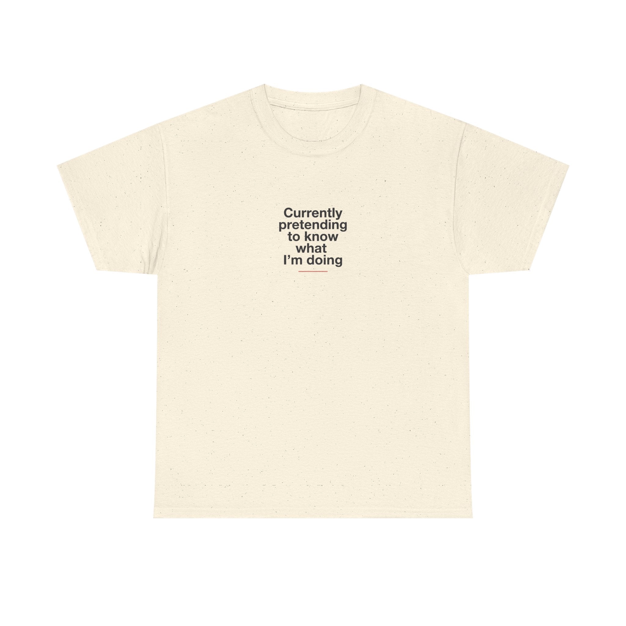 T-Shirt — 'Currently Pretending to Know What I’m Doing' Minimal Graphic Tee
