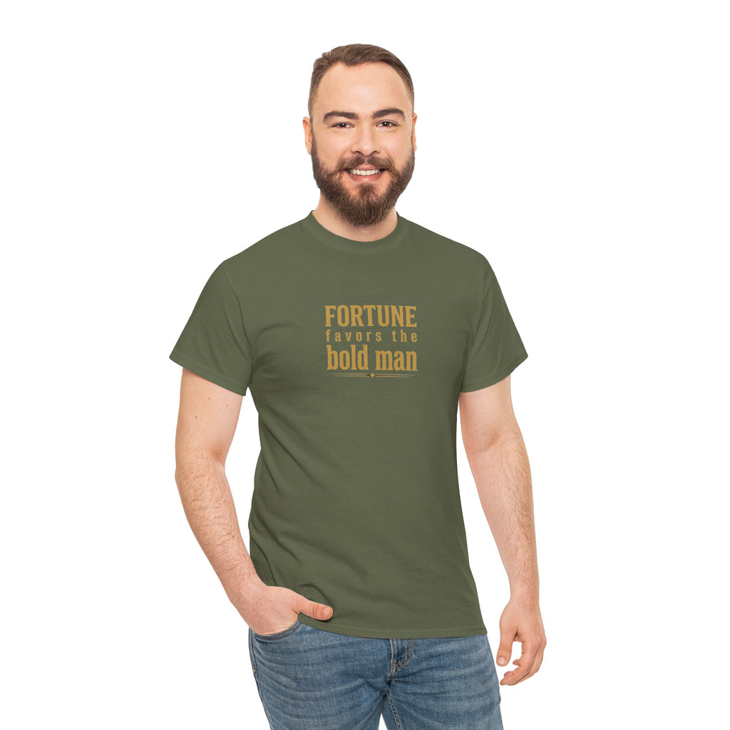 Fortune Favors the Bold Man T‑Shirt — Motivational Minimalist Graphic Tee