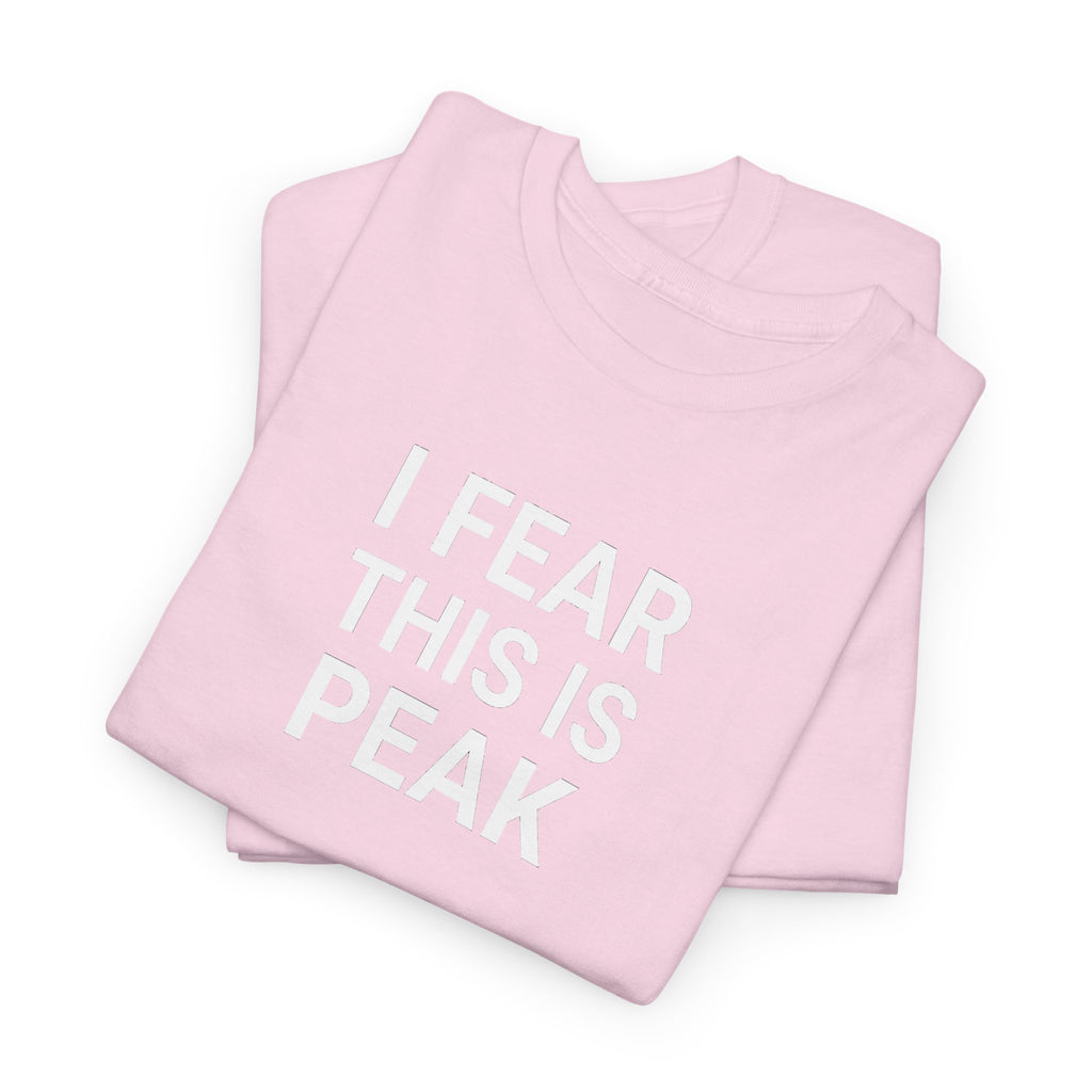 I Fear This Is Peak Tee — Funny Minimalist Graphic T-Shirt