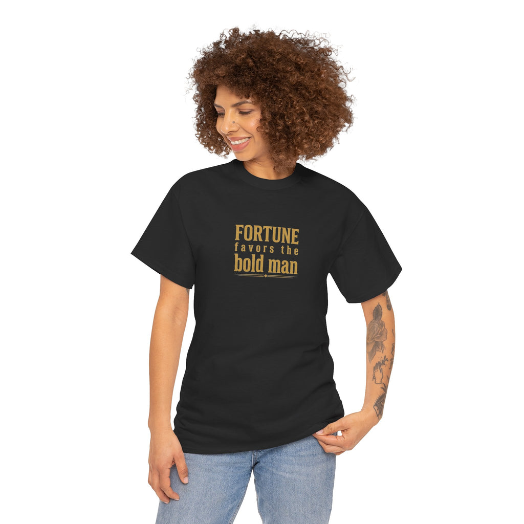 Fortune Favors the Bold Man T‑Shirt — Motivational Minimalist Graphic Tee