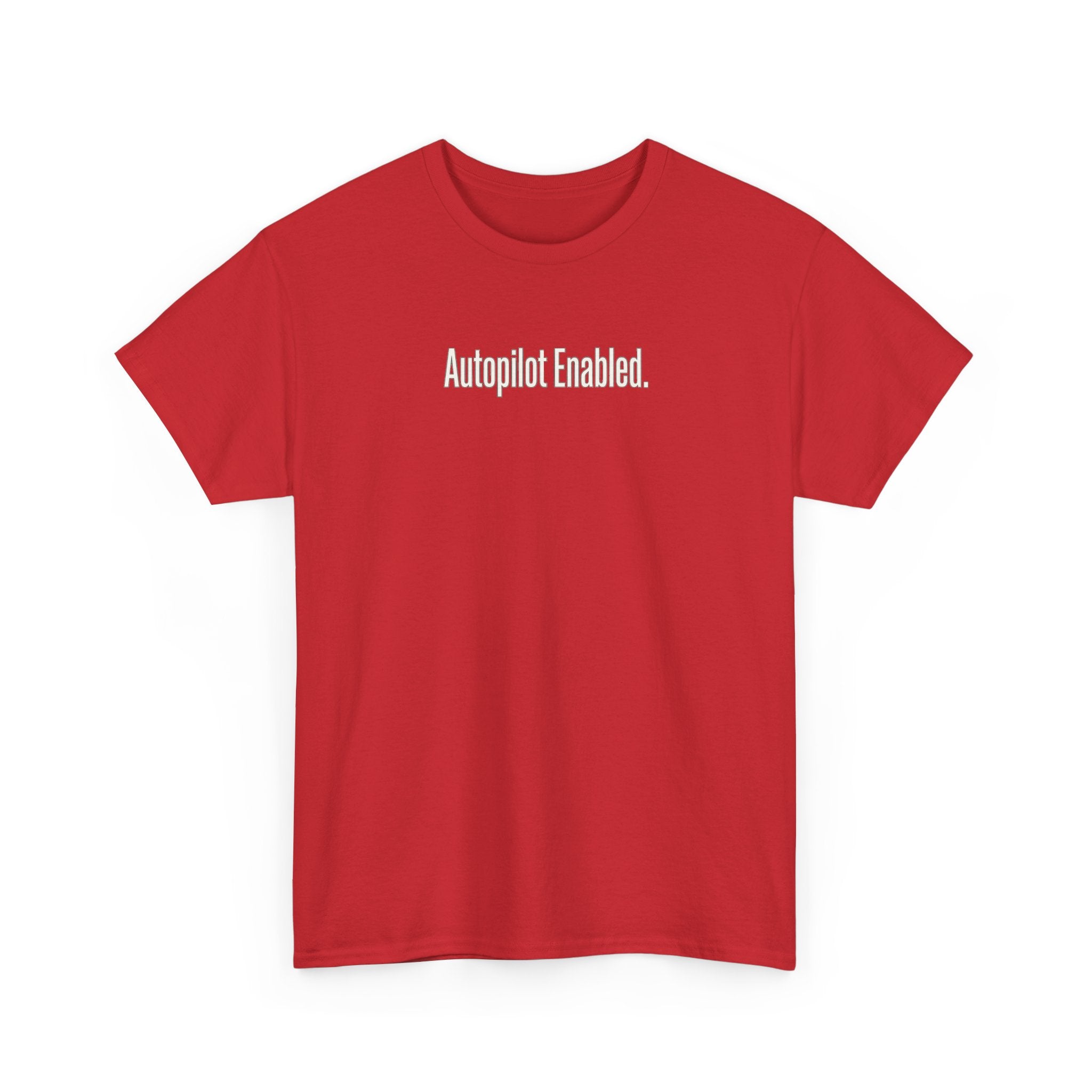 Autopilot Enabled Minimal Script Tee — White Cotton T‑Shirt