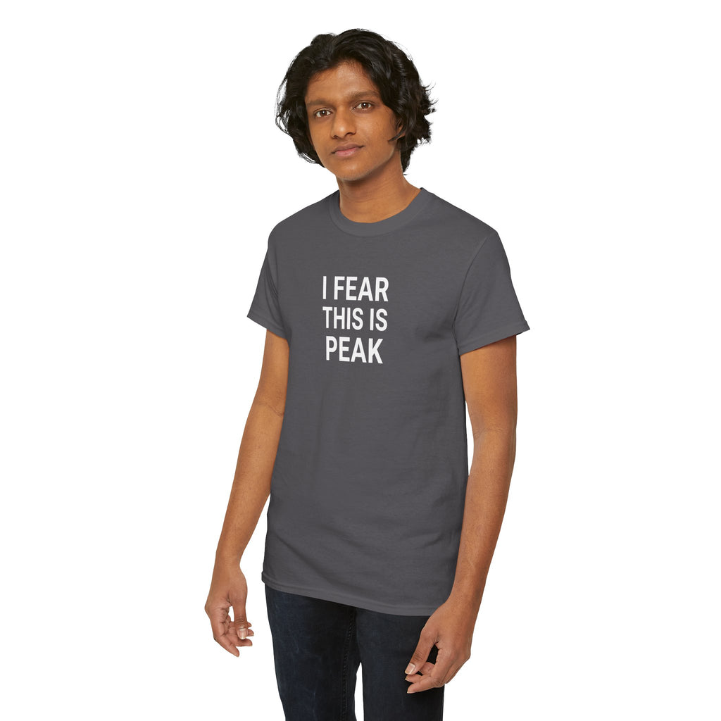 I Fear This Is Peak Tee — Funny Minimalist Graphic T-Shirt