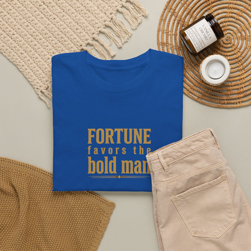 Fortune Favors the Bold Man T‑Shirt — Motivational Minimalist Graphic Tee