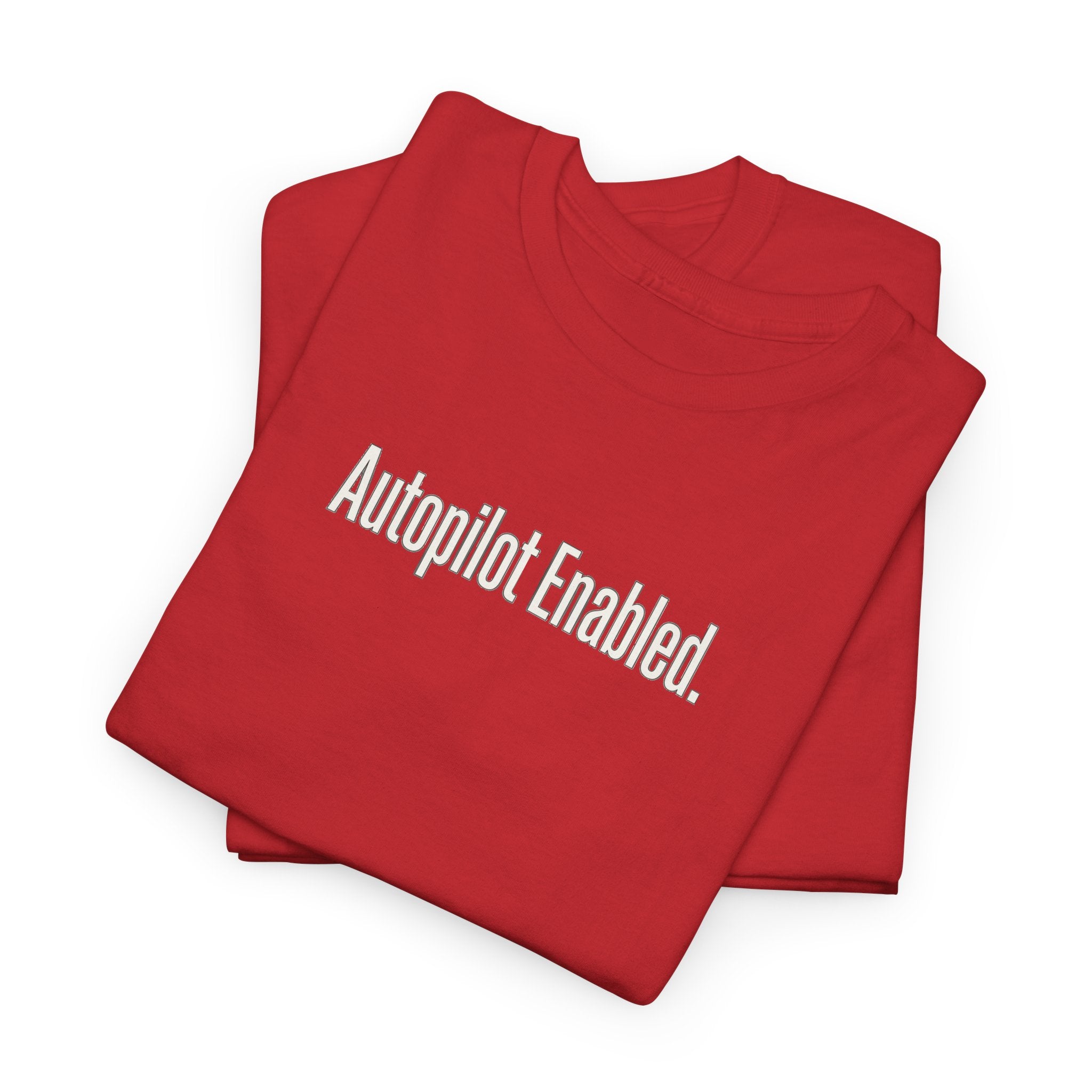 Autopilot Enabled Minimal Script Tee — White Cotton T‑Shirt