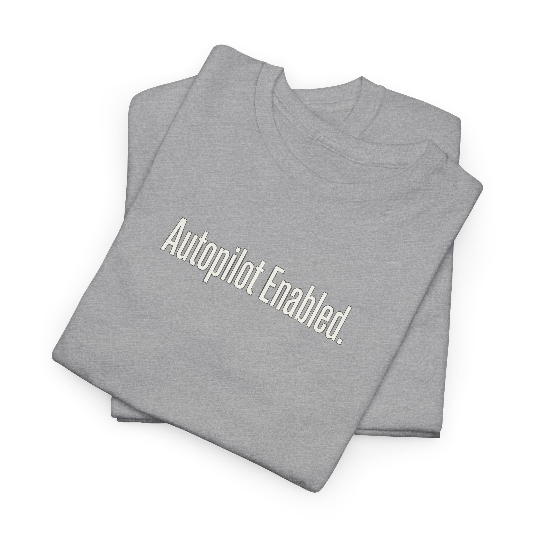 Autopilot Enabled Minimal Script Tee — White Cotton T‑Shirt