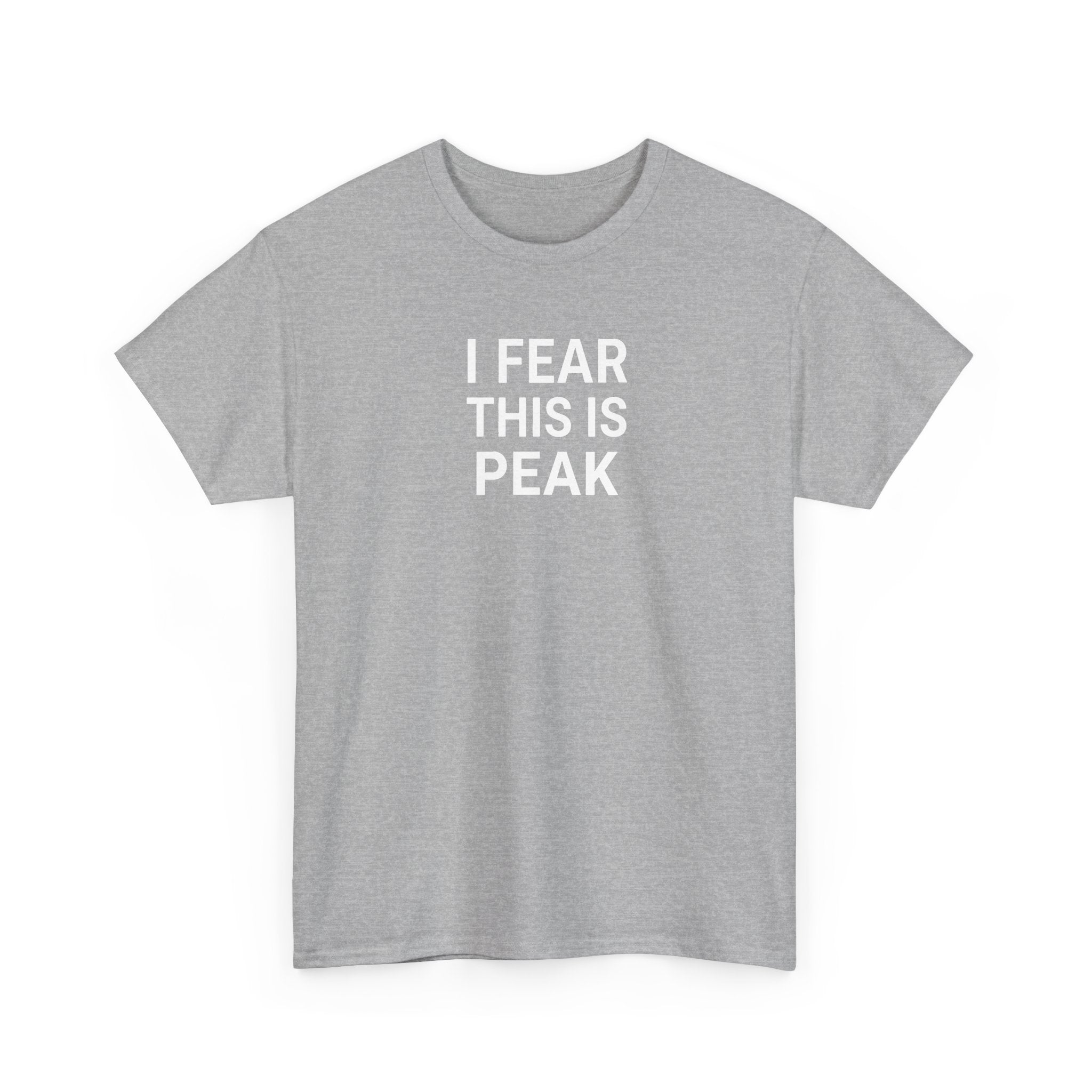 I Fear This Is Peak Tee — Funny Minimalist Graphic T-Shirt