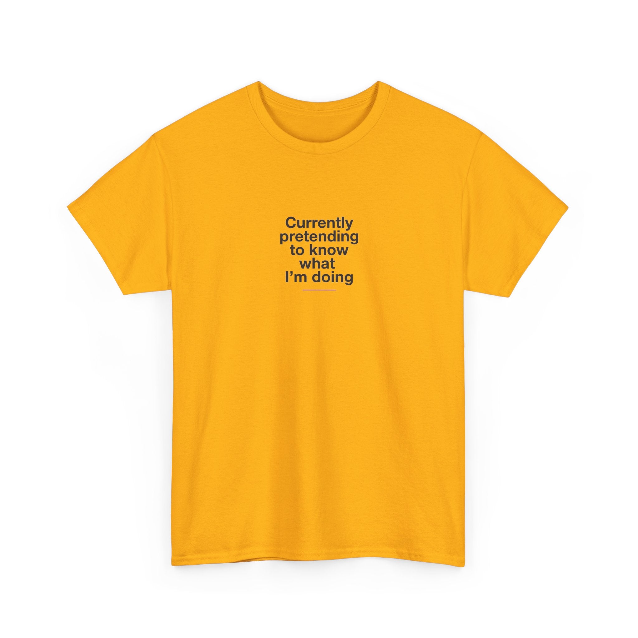 T-Shirt — 'Currently Pretending to Know What I’m Doing' Minimal Graphic Tee